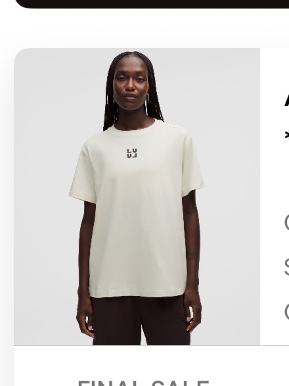 Lululemon All Yours Organic Cotton T-Shirt in Light Ivory with Sequoia Logo